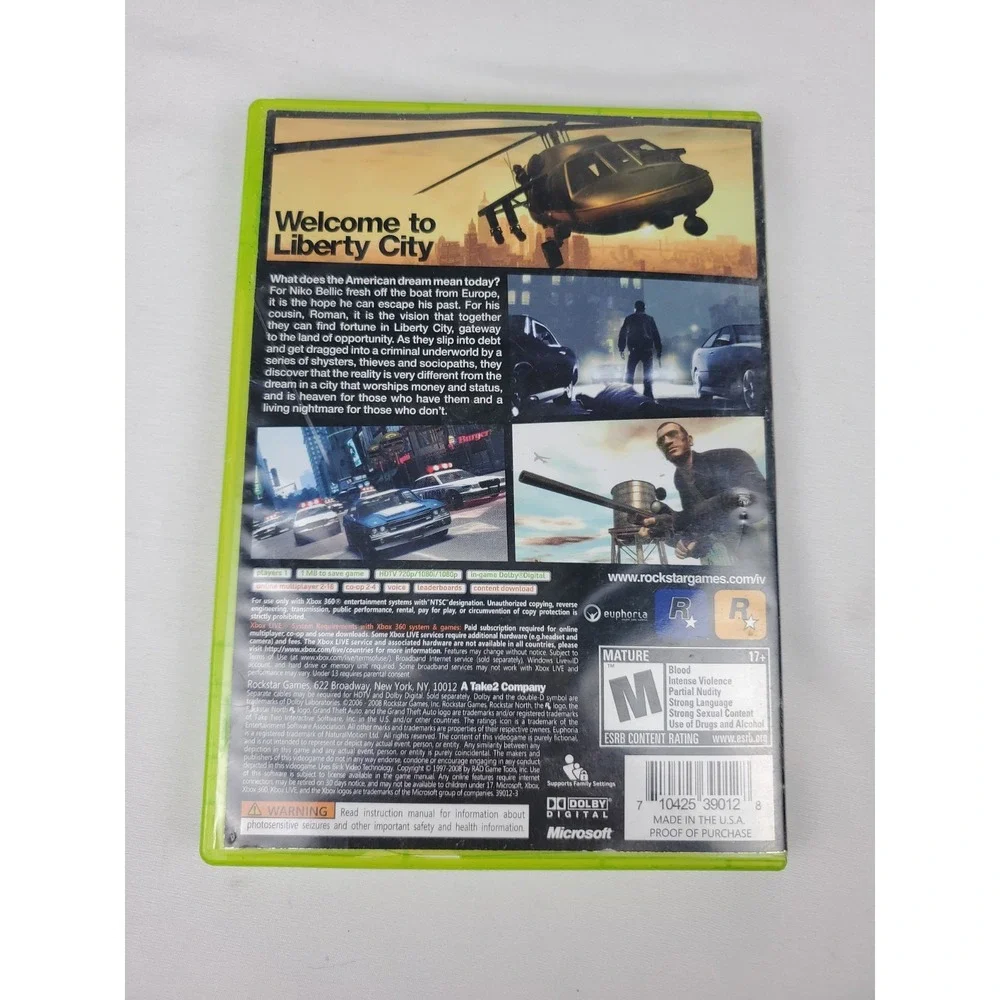 Grand Theft Auto IV - Xbox 360 Game - no manual/map WORKING